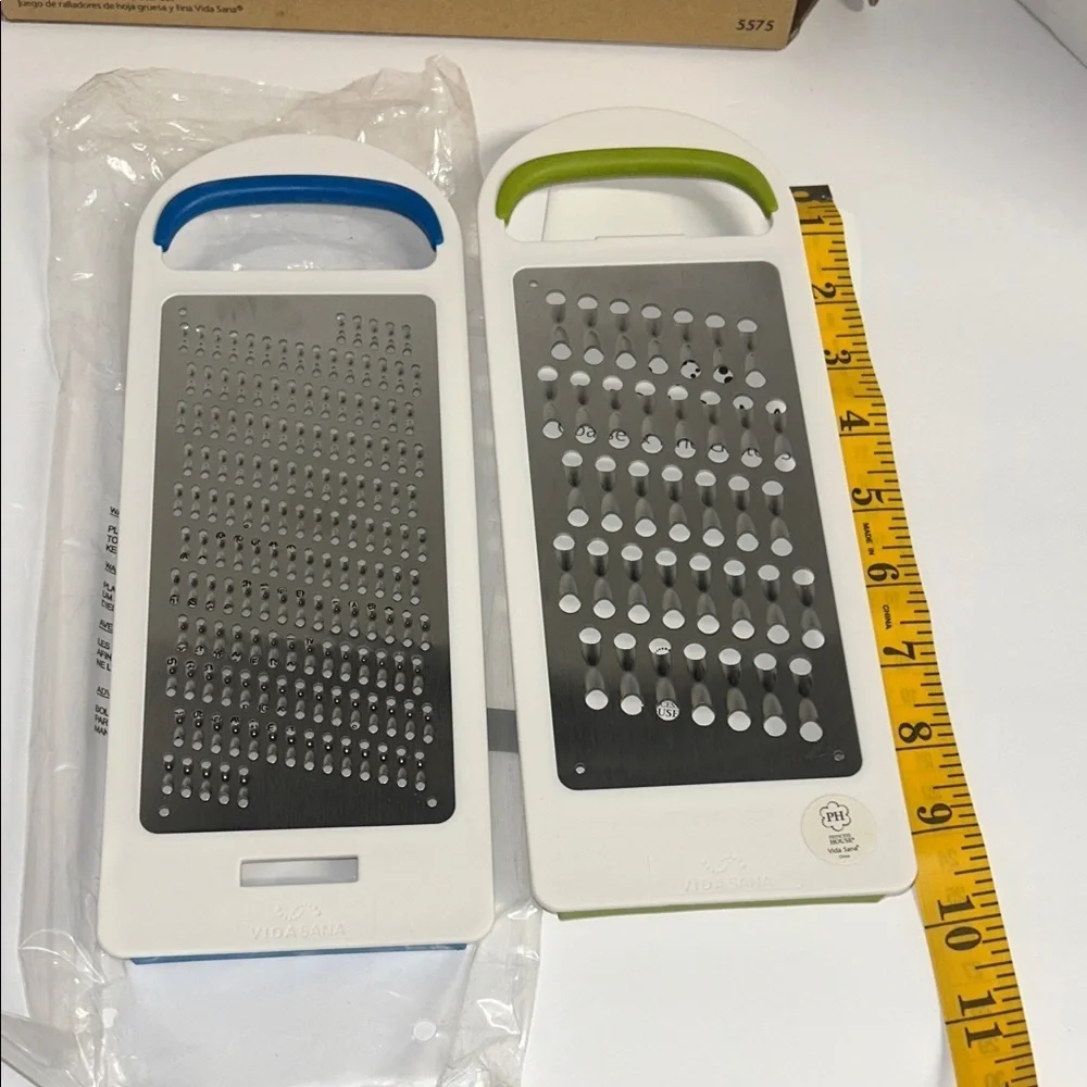 Princess House Vida Sana Coarse & Fine Grater Set - White, Blue, Green